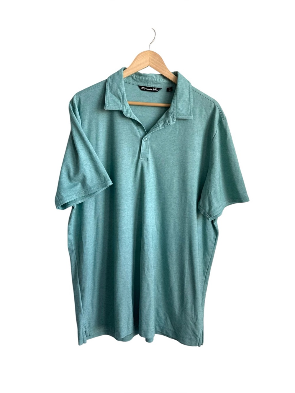 TravisMathew Men's Performance Pima Cotton Polo Shirt Light Teal Size XL